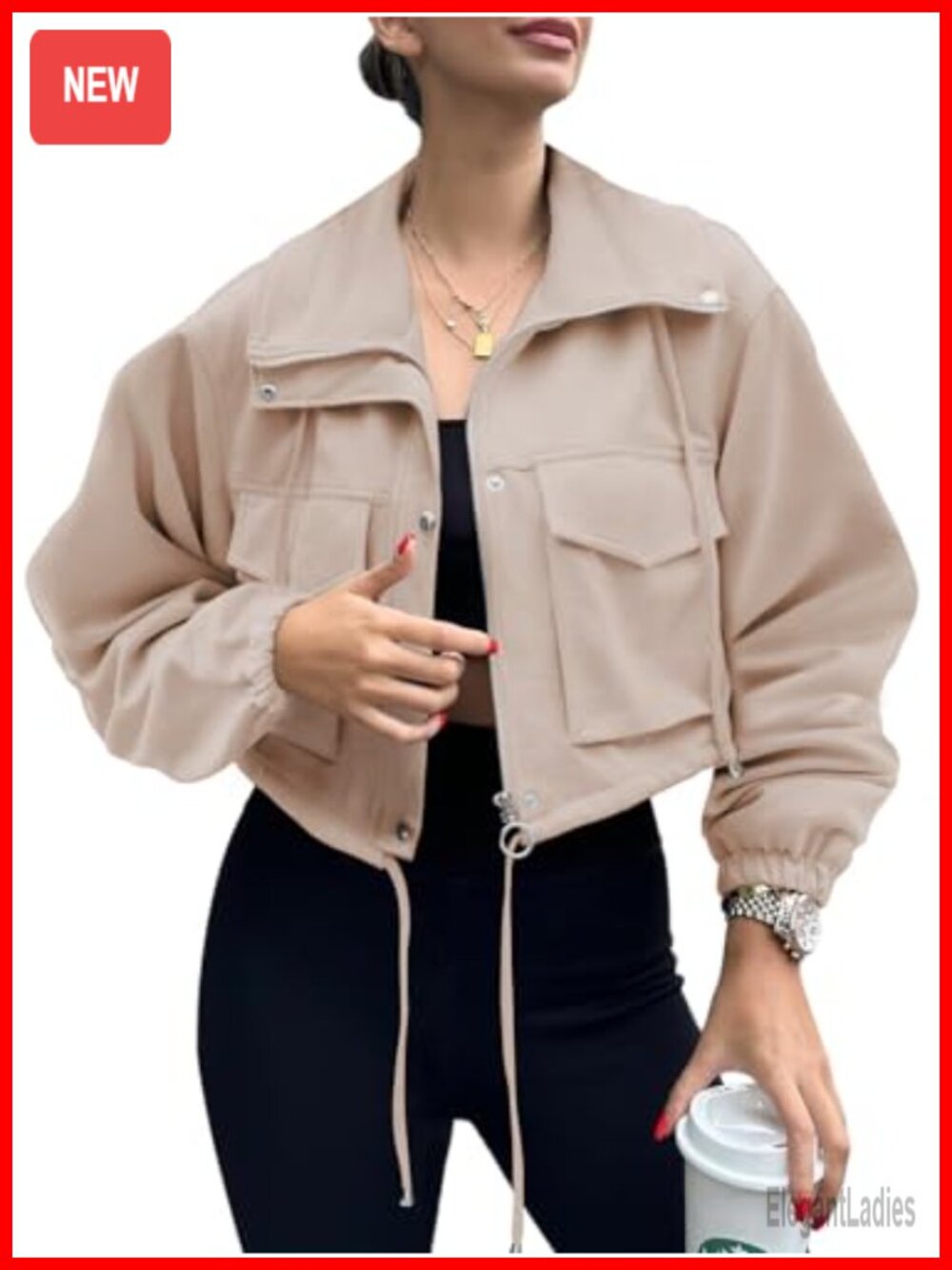 Faux Suede Cropped Jacket Zip Up Oversized Anorak Coat with Pockets Utility